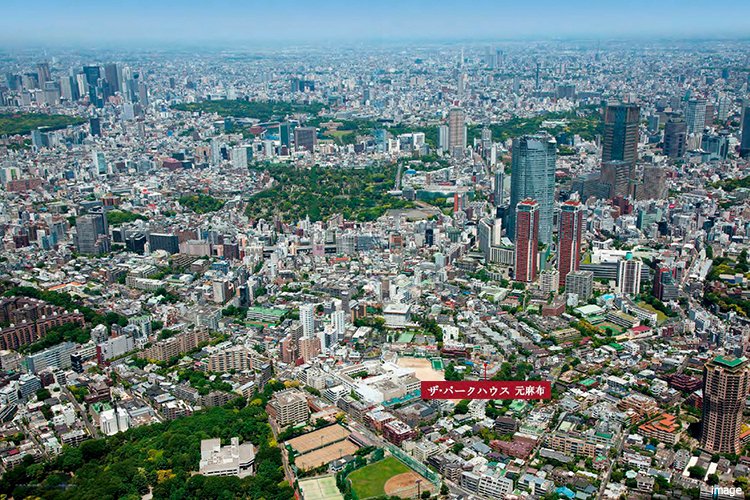 現地周辺航空写真｜ザ・パークハウス元麻布